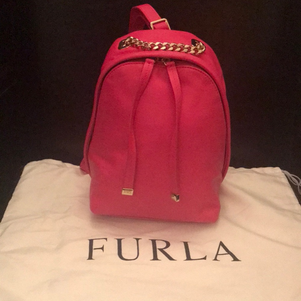 New FURLA Pink Leather Backpack